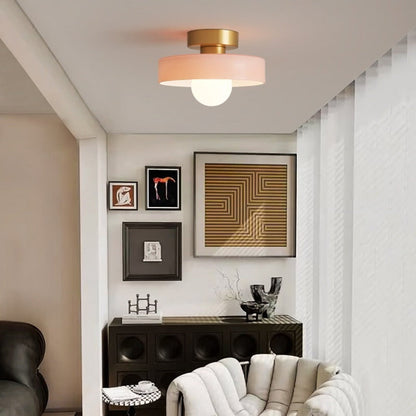 Ceiling Light LED Round Shade Exposed Bulb For Hallway