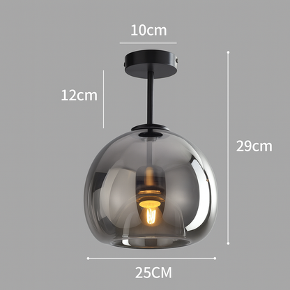 Nordic Glass Globe Semi-Flush Ceiling Light | 1-Light