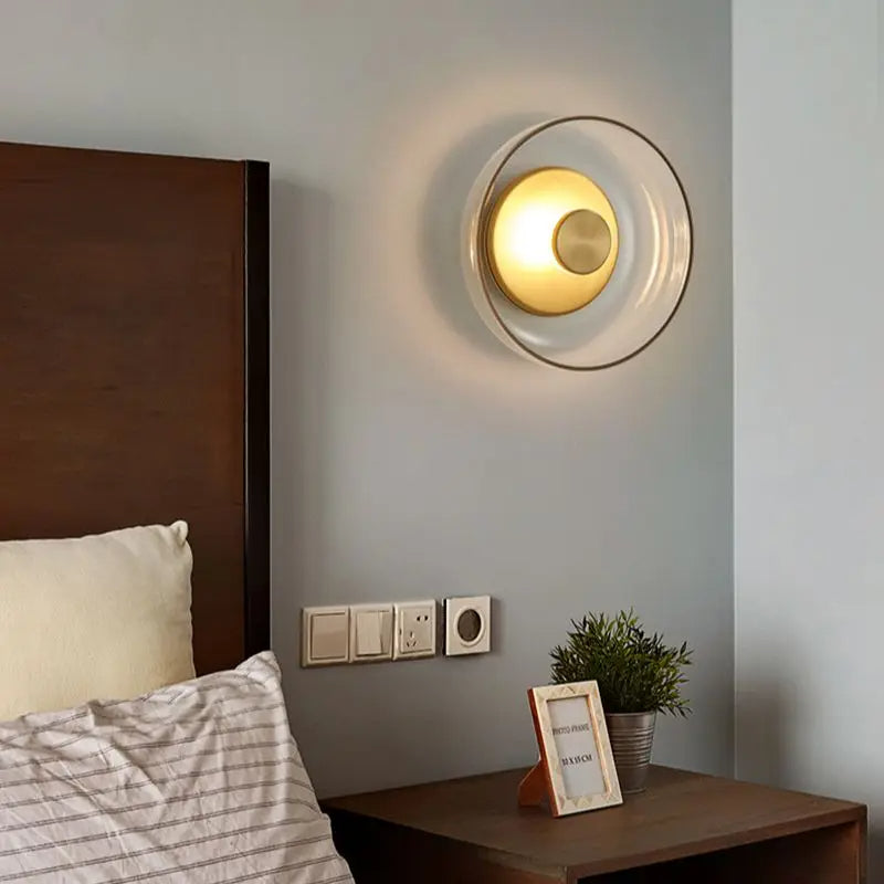 Minimal Brass & Glass Round Wall Sconce LED 1-Light