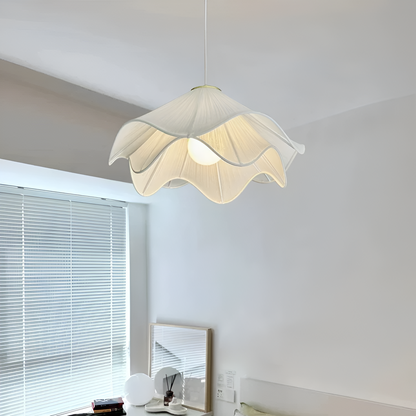 Japandi Fabric Wavy Shade Pendant Light 1-Light