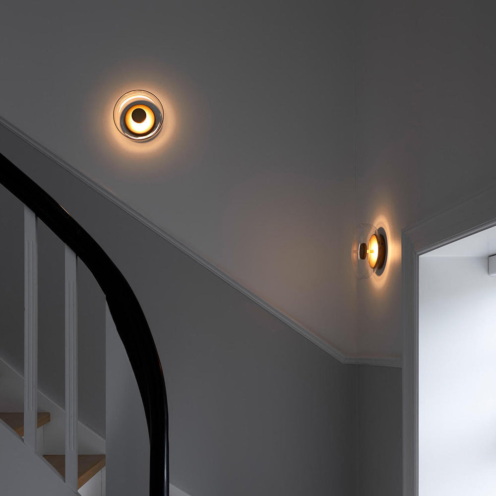 Minimal Brass & Glass Round Wall Sconce LED 1-Light