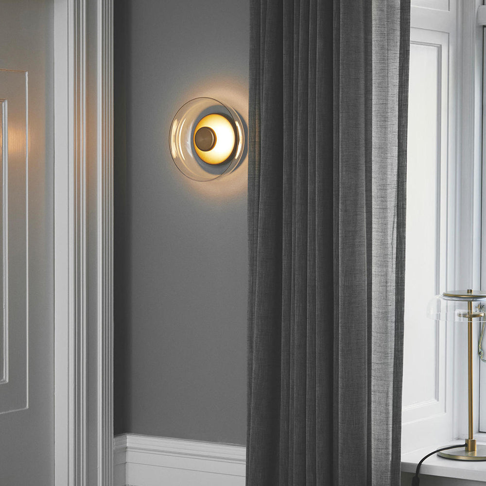Minimal Brass & Glass Round Wall Sconce LED 1-Light