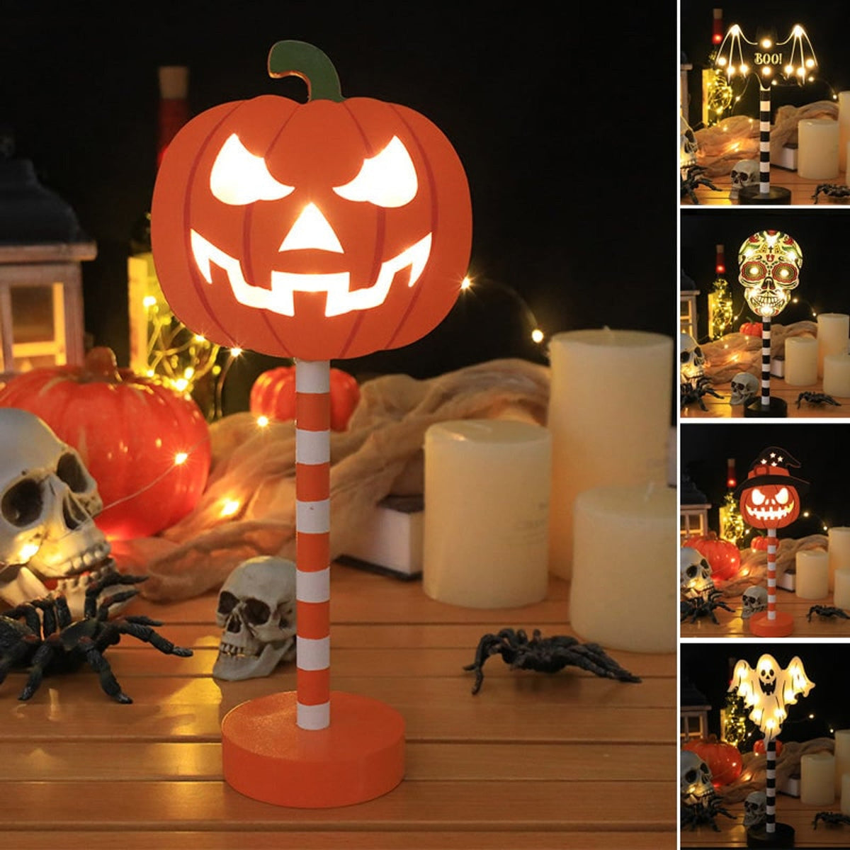 Halloween LED Lights Decorations Ghost Pumpkin Table Decor Party Themed