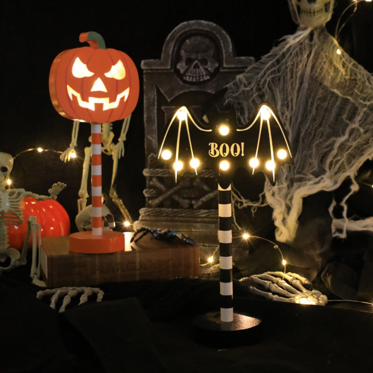 Halloween LED Lights Decorations Ghost Pumpkin Table Decor Party Themed