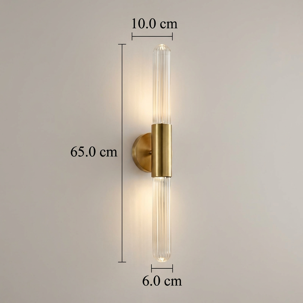 Scandinavian Water-Ripple Glass Brass Wall Sconce LED 1-Light
