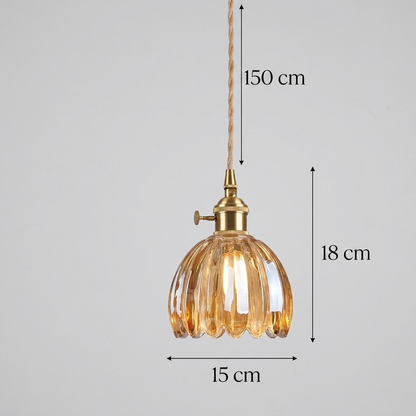 Japandi-Style Glass Flower Pendant 1-Light