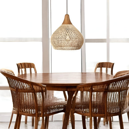 Bohemian Rattan Hand-Woven Dome Pendant Light 1-Light