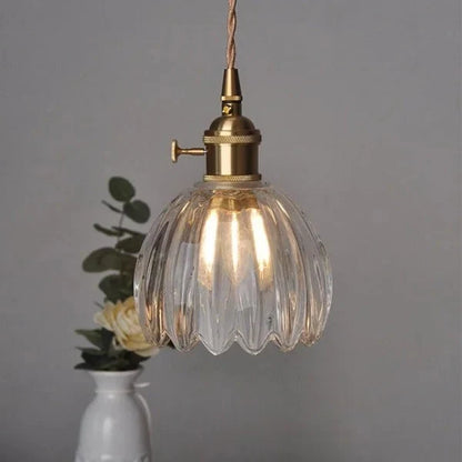 Japandi-Style Glass Flower Pendant 1-Light