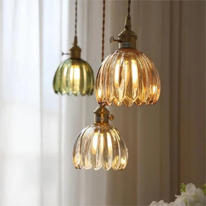 Japandi-Style Glass Flower Pendant 1-Light