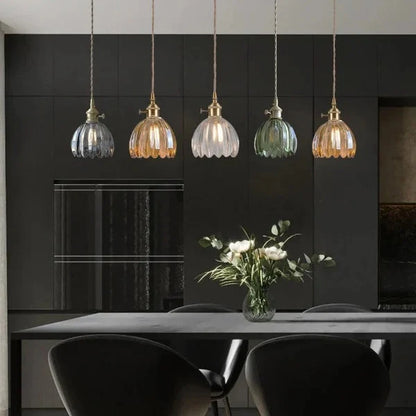 Japandi-Style Glass Flower Pendant 1-Light