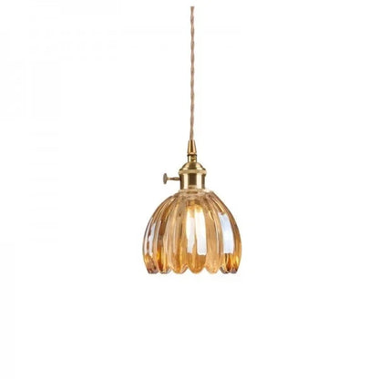 Japandi-Style Glass Flower Pendant 1-Light