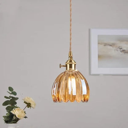 Japandi-Style Glass Flower Pendant 1-Light