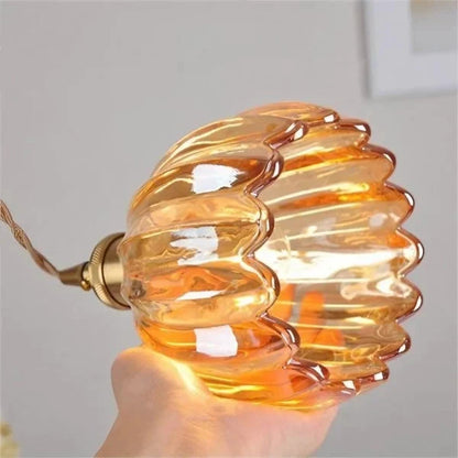 Japandi-Style Glass Flower Pendant 1-Light
