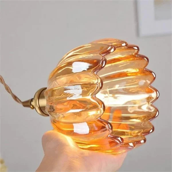 Japandi-Style Glass Flower Pendant 1-Light