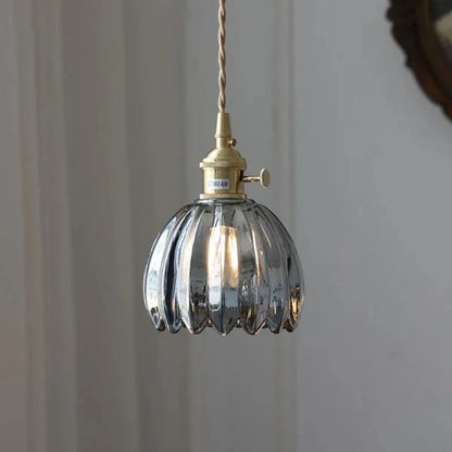 Japandi-Style Glass Flower Pendant 1-Light