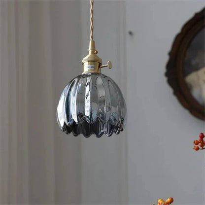 Japandi-Style Glass Flower Pendant 1-Light