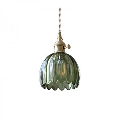 Japandi-Style Glass Flower Pendant 1-Light