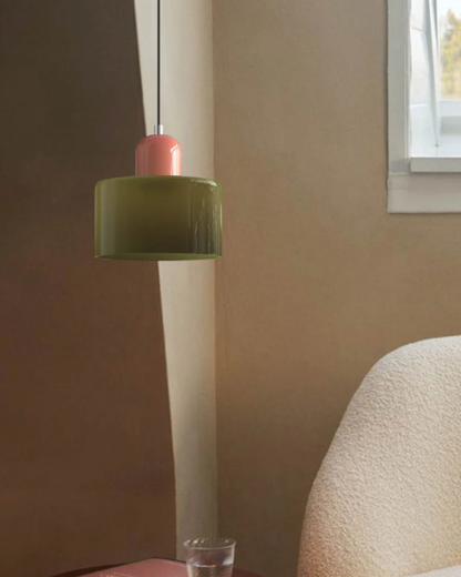 Contemporary Glass Cylinder Pendant 1-Light