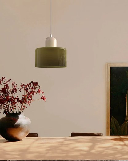 Contemporary Glass Cylinder Pendant 1-Light