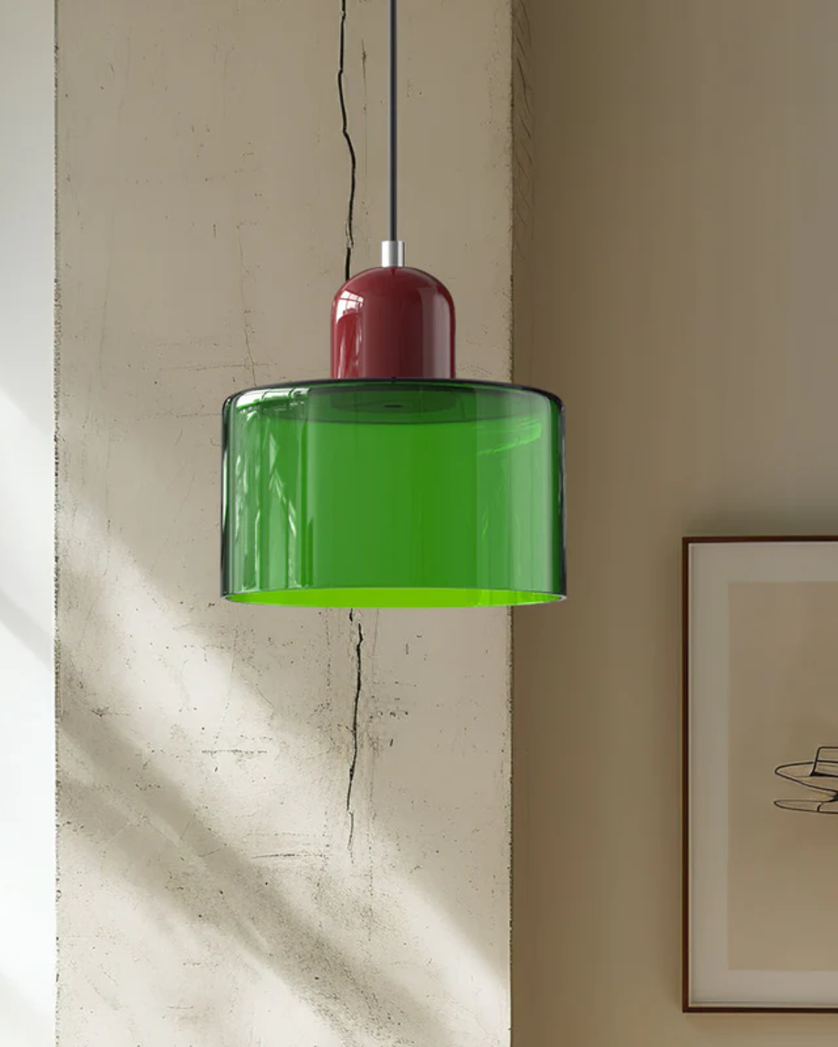 Contemporary Glass Cylinder Pendant 1-Light