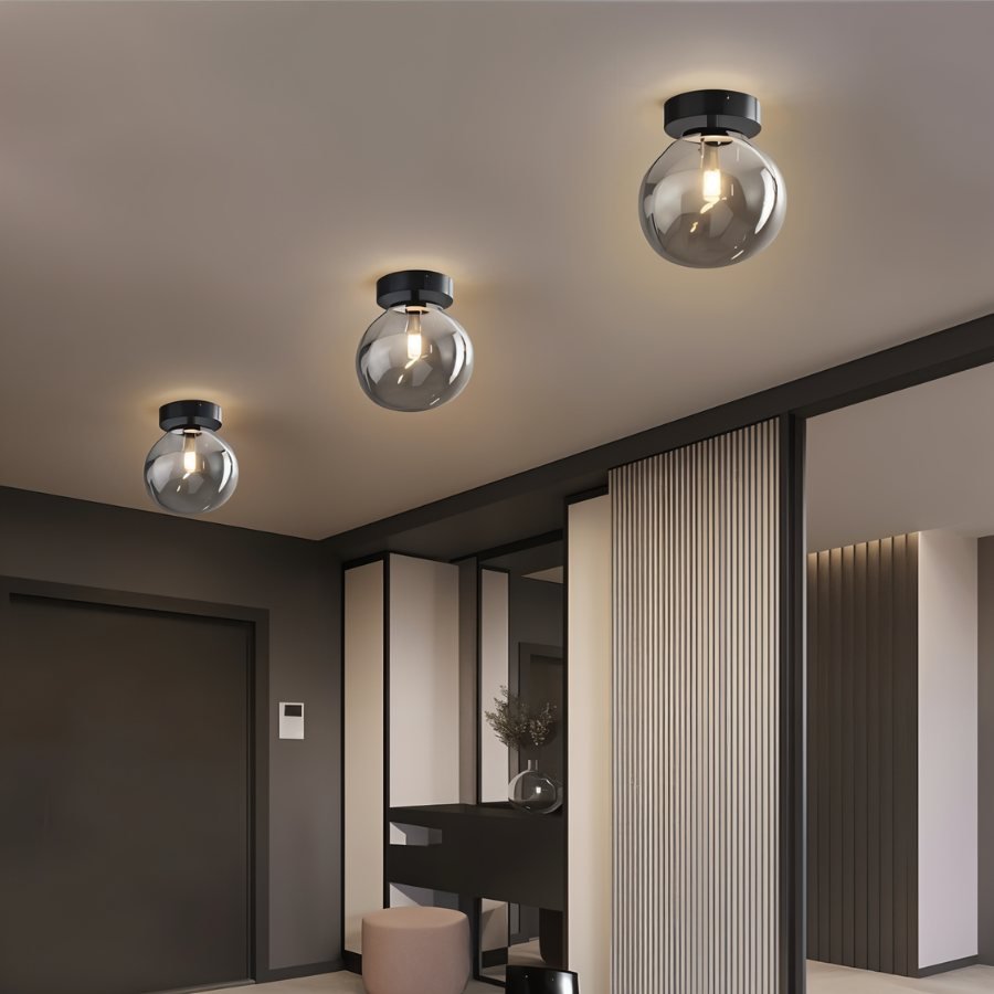 Modern Glass Hardwired Ceiling Light 1-Light