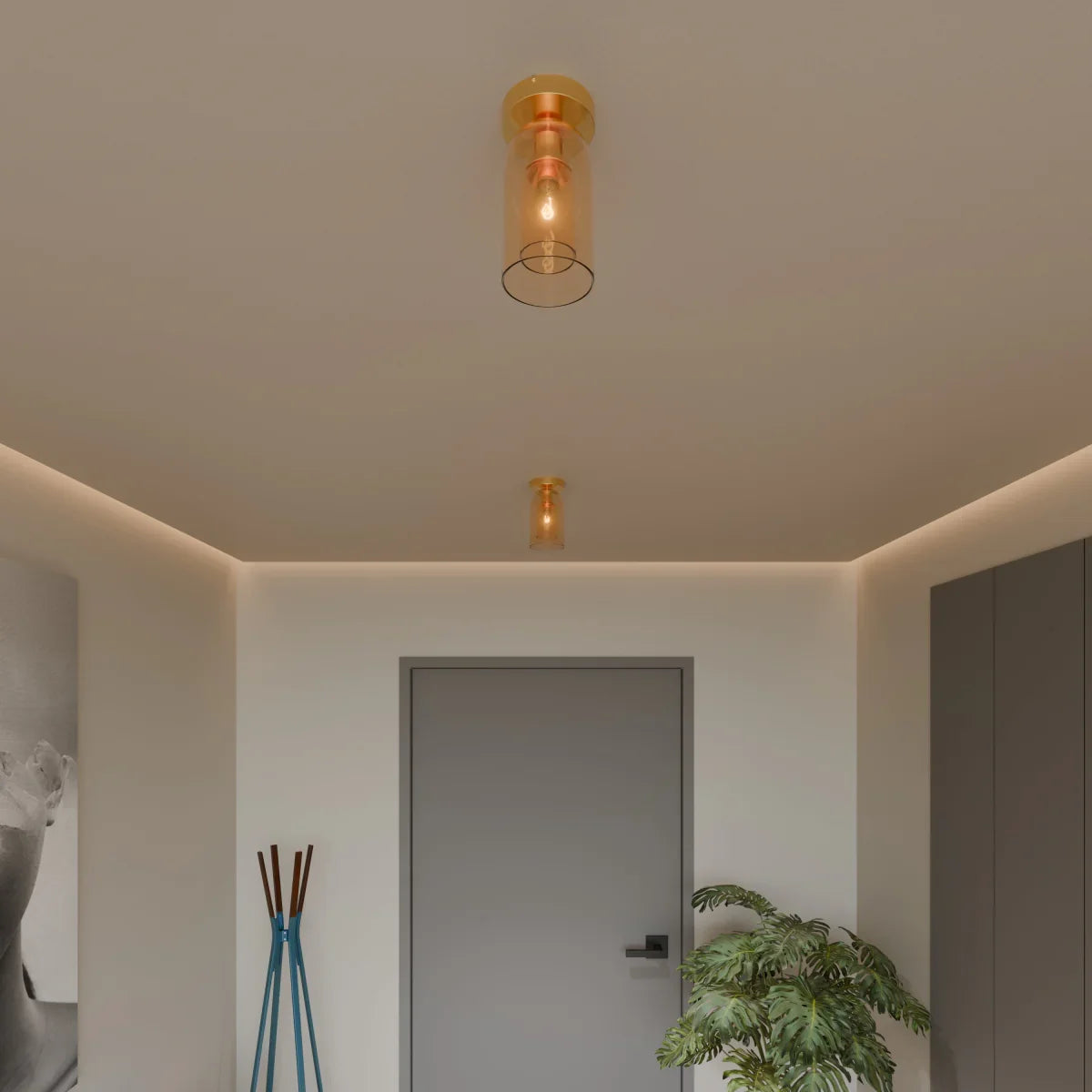 Modern Glass Hardwired Ceiling Light 1-Light