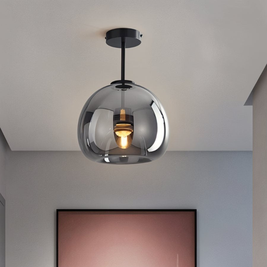 Modern Glass Hardwired Ceiling Light 1-Light