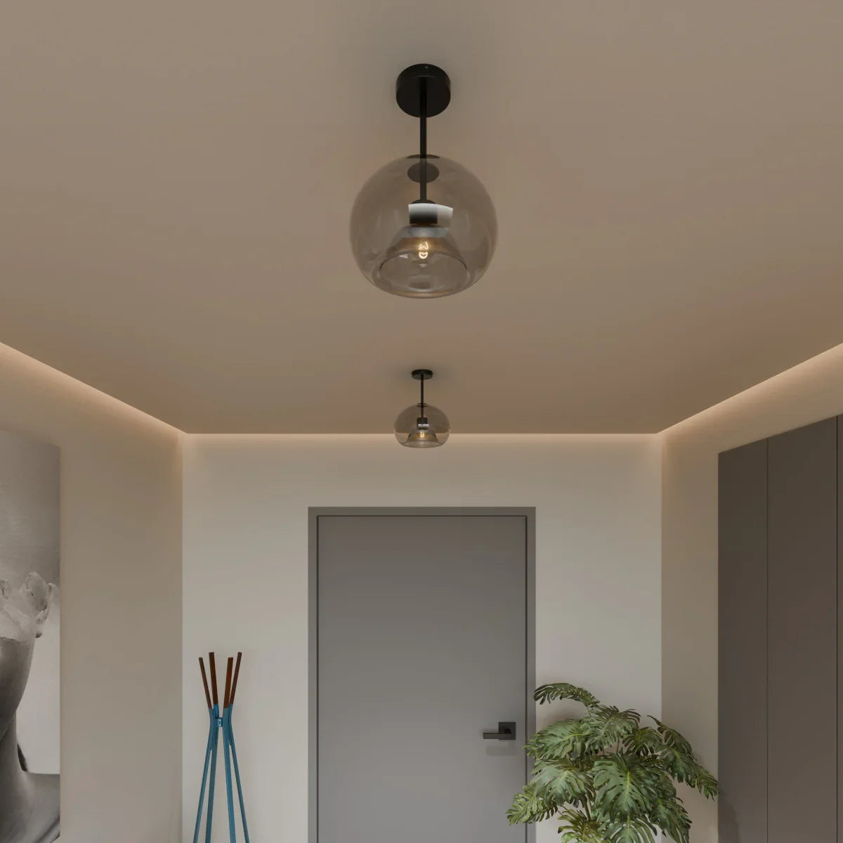 Modern Glass Hardwired Ceiling Light 1-Light