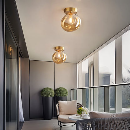 Modern Glass Hardwired Ceiling Light 1-Light