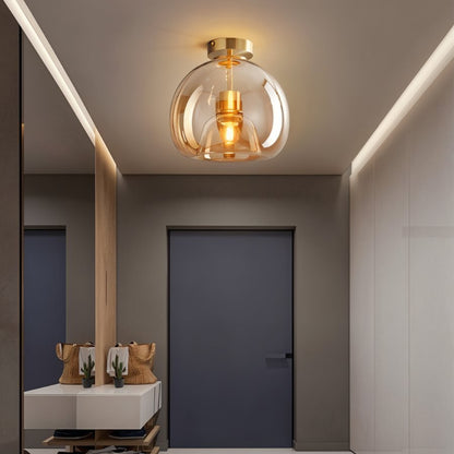 Modern Glass Hardwired Ceiling Light 1-Light