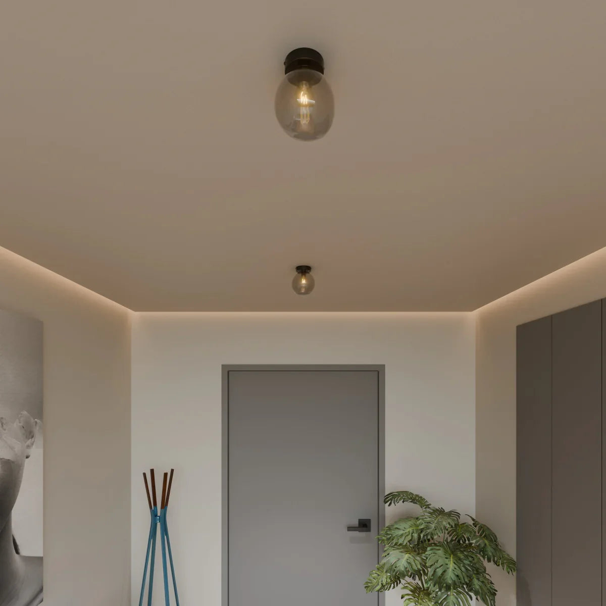 Modern Glass Hardwired Ceiling Light 1-Light