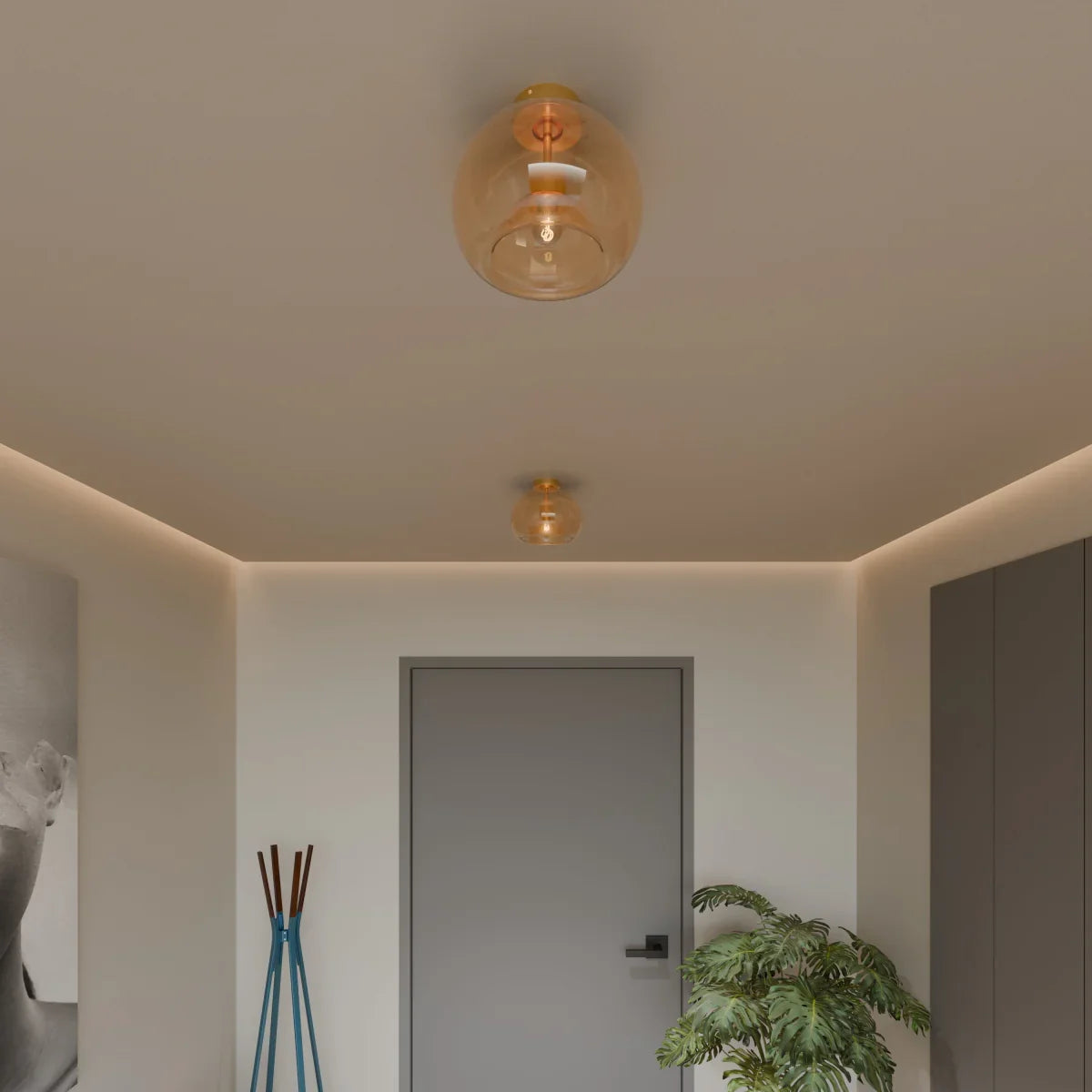 Modern Glass Hardwired Ceiling Light 1-Light
