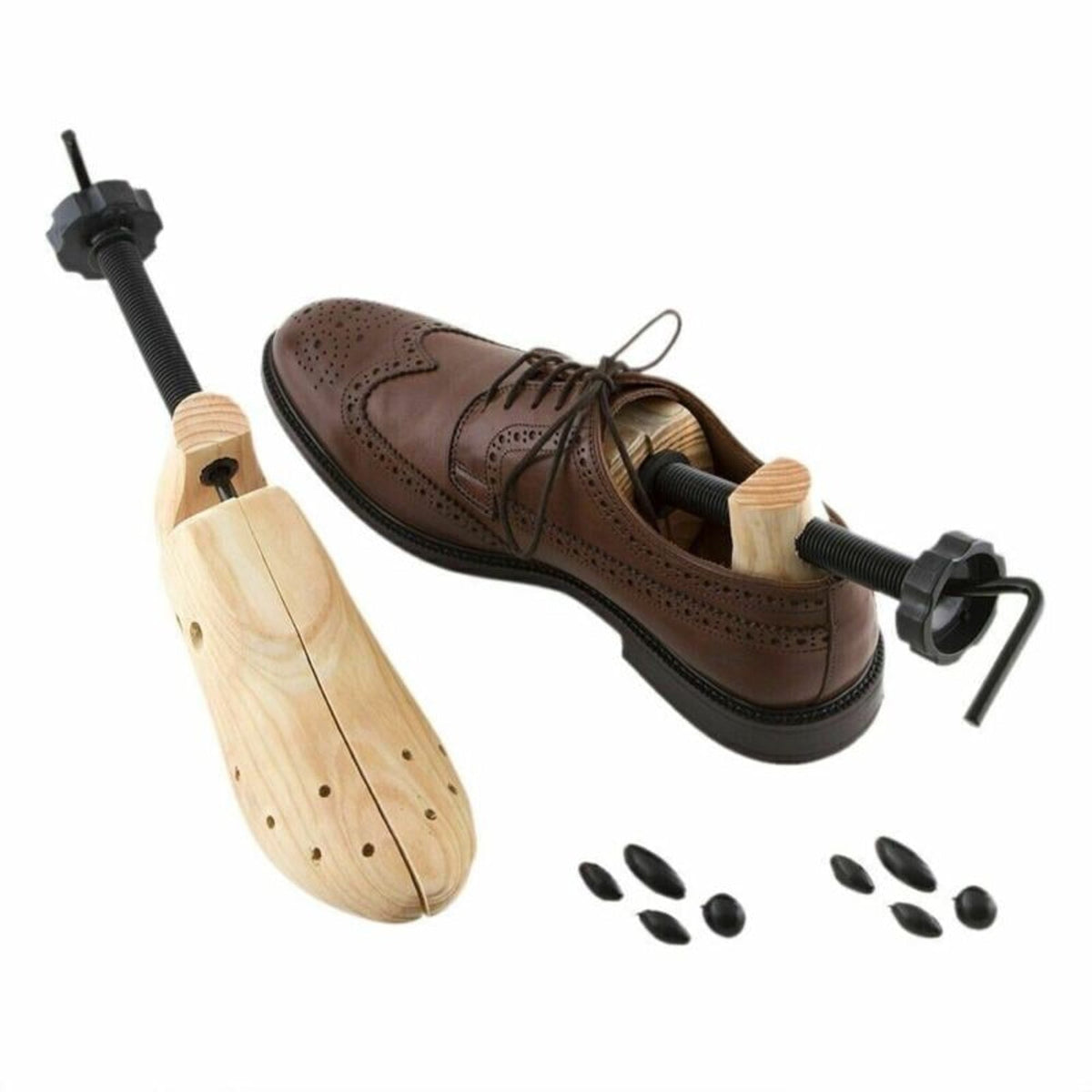 Shoe Stretcher Adjustable Wooden Expander And Widener With Pressure Relief Plugs