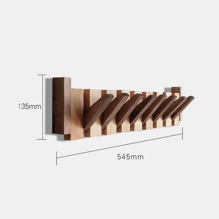 Wall Mounted Coat Rack With Retractable Two-Tone Wooden Finish