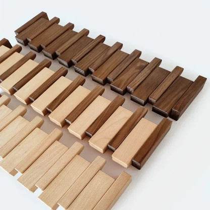 Wall Mounted Coat Rack With Retractable Two-Tone Wooden Finish