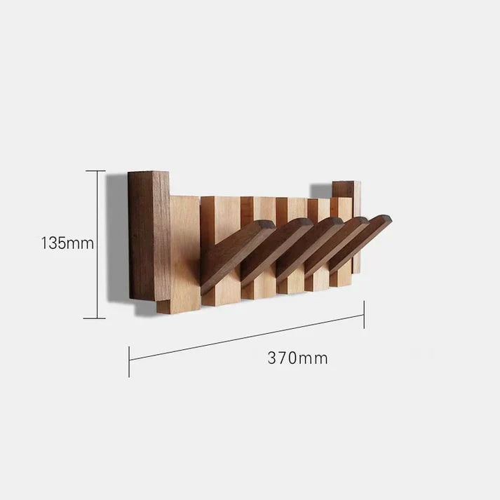 Wall Mounted Coat Rack With Retractable Two-Tone Wooden Finish