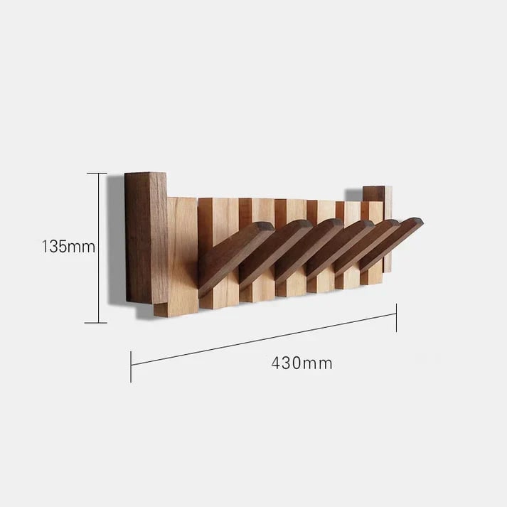 Wall Mounted Coat Rack With Retractable Two-Tone Wooden Finish