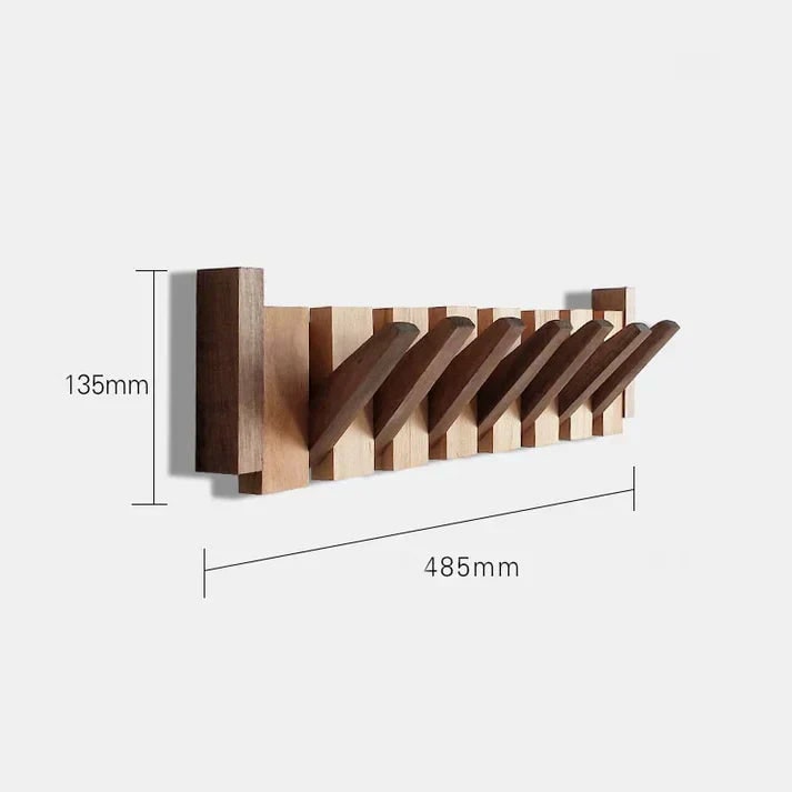 Wall Mounted Coat Rack With Retractable Two-Tone Wooden Finish
