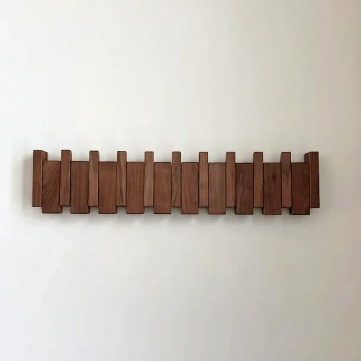 Wall Mounted Coat Rack With Retractable Two-Tone Wooden Finish