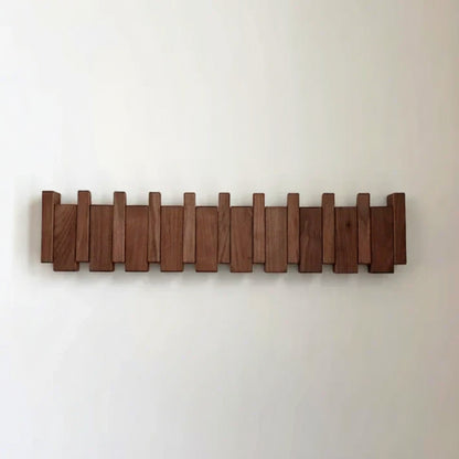 Wall Mounted Coat Rack With Retractable Two-Tone Wooden Finish