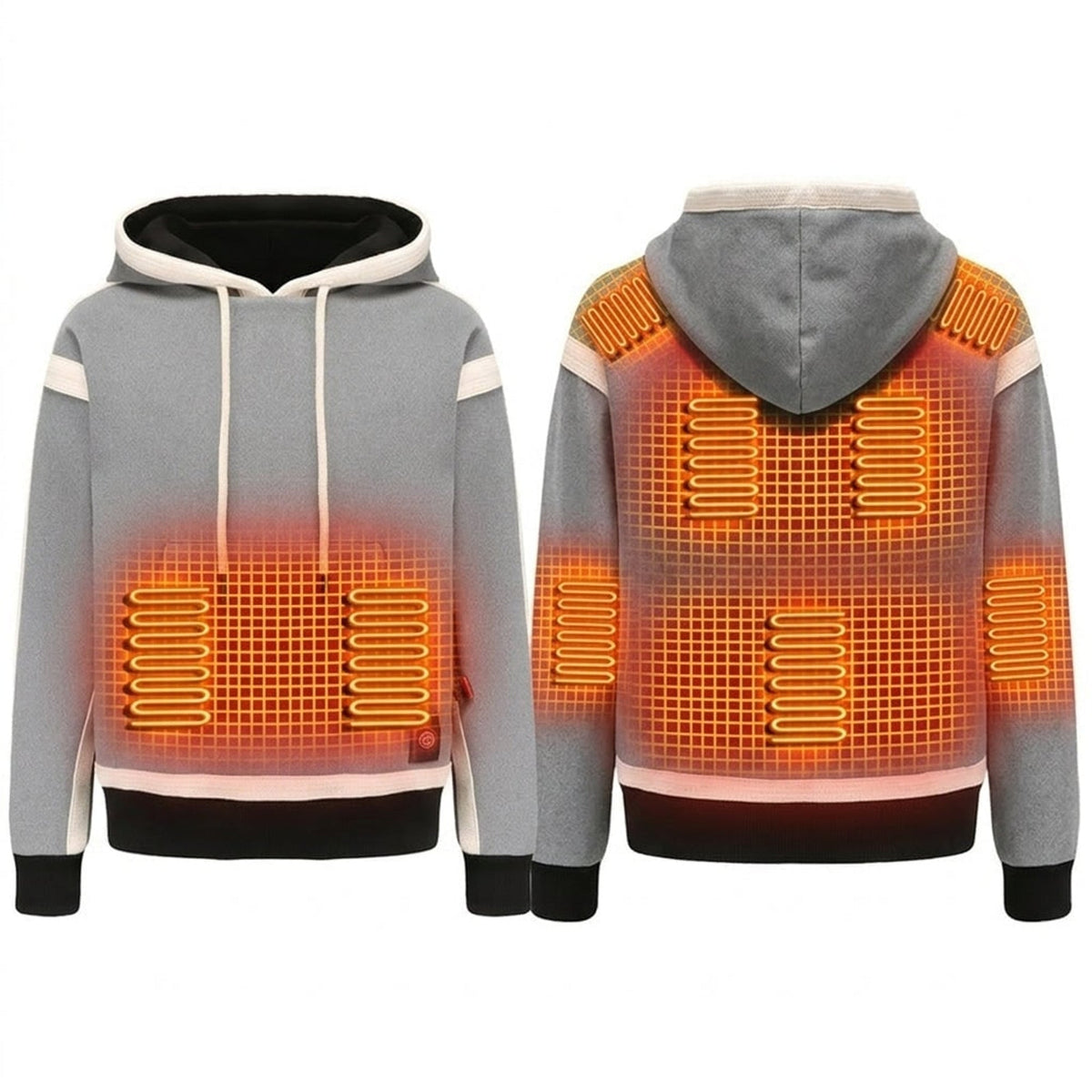 Women's Heated Hoodie USB Portable Fleece Pullover With Chest Back And Sleeve Heat Zones