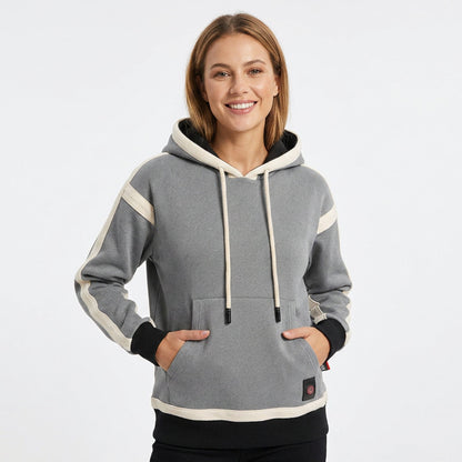 Women's Heated Hoodie USB Portable Fleece Pullover With Chest Back And Sleeve Heat Zones