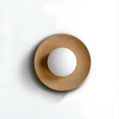Nordic Wood Globe Shade Wall Light 1-Light